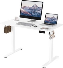 Image of ERGONOMIST ELECTRIC HEIGHT ADJUSTABLE STANDING Computer DESK – WHITE 106x66cm