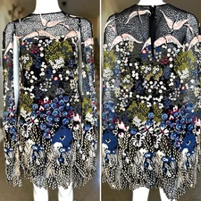 Valentino Embroidered Enchanted Garden Dress with Cape Size 0