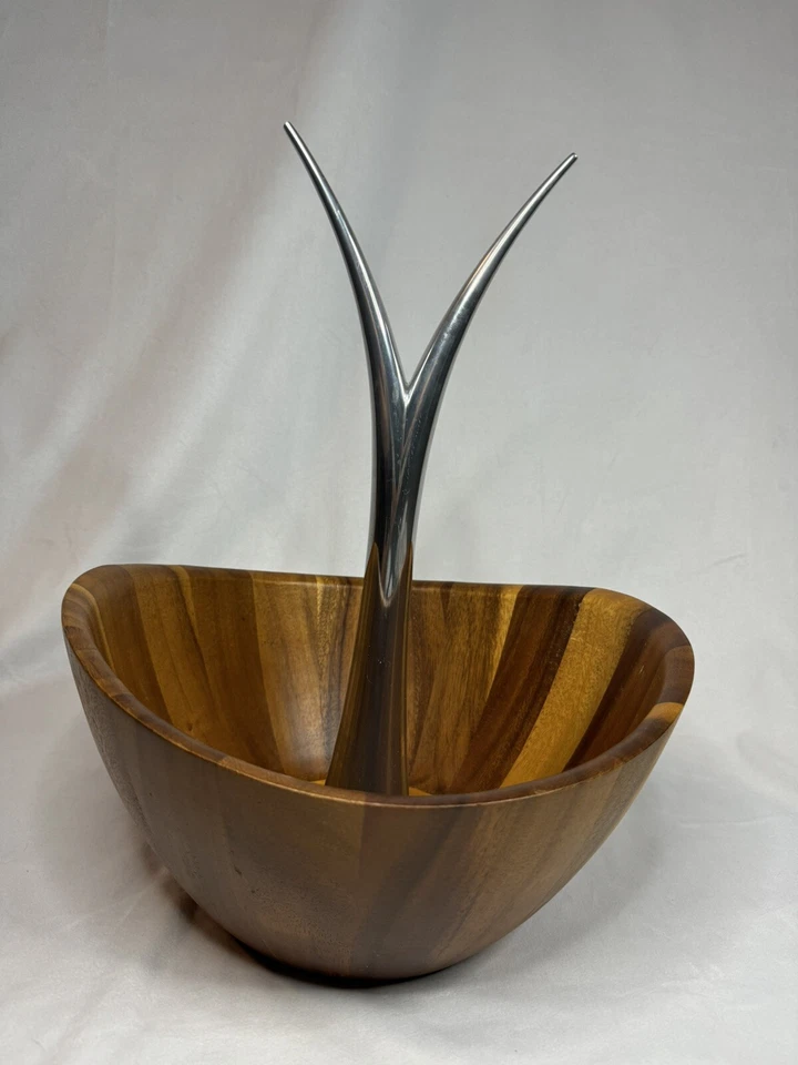 Nambe Colección Gourmet Nogal Árbol Frutal Cuenco Grande Moderno Soporte para Plátano Foto 2 de 4