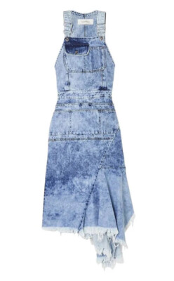 Marques Almeida Asymmetrical Frayed Denim Jean Overall Dress SIZE