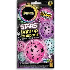 Illooms LED Light Up Glow Party Balloons Stars 5 Pack