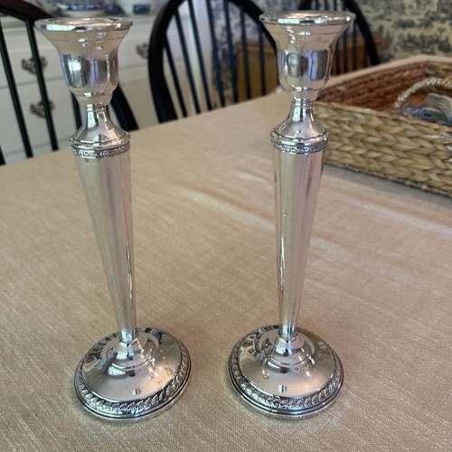 Set of 2 Tall 9.75" Sterling Silver Candlesticks Holders by Columbia 31 ounces