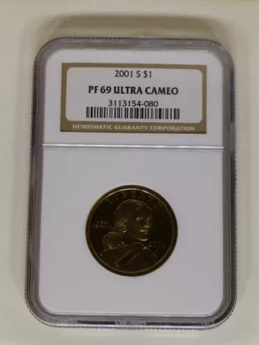 2001-S NGC PF69 Ultra Cameo Proof Sacagawea Dollar $1 w/ intercept shield sleeve