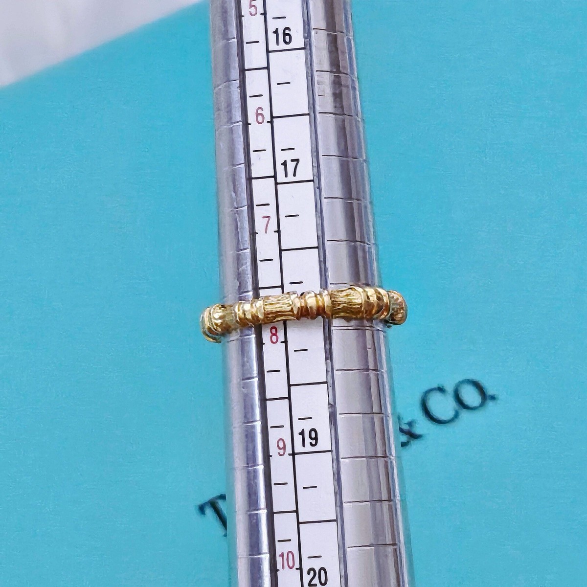RARE Vintage Tiffany & Co. 18k Yellow Gold Bamboo Stacking Ring