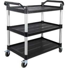 Service Cart with Wheels Lockable Large Size, Plastic Restaurant Cart Heavy Duty