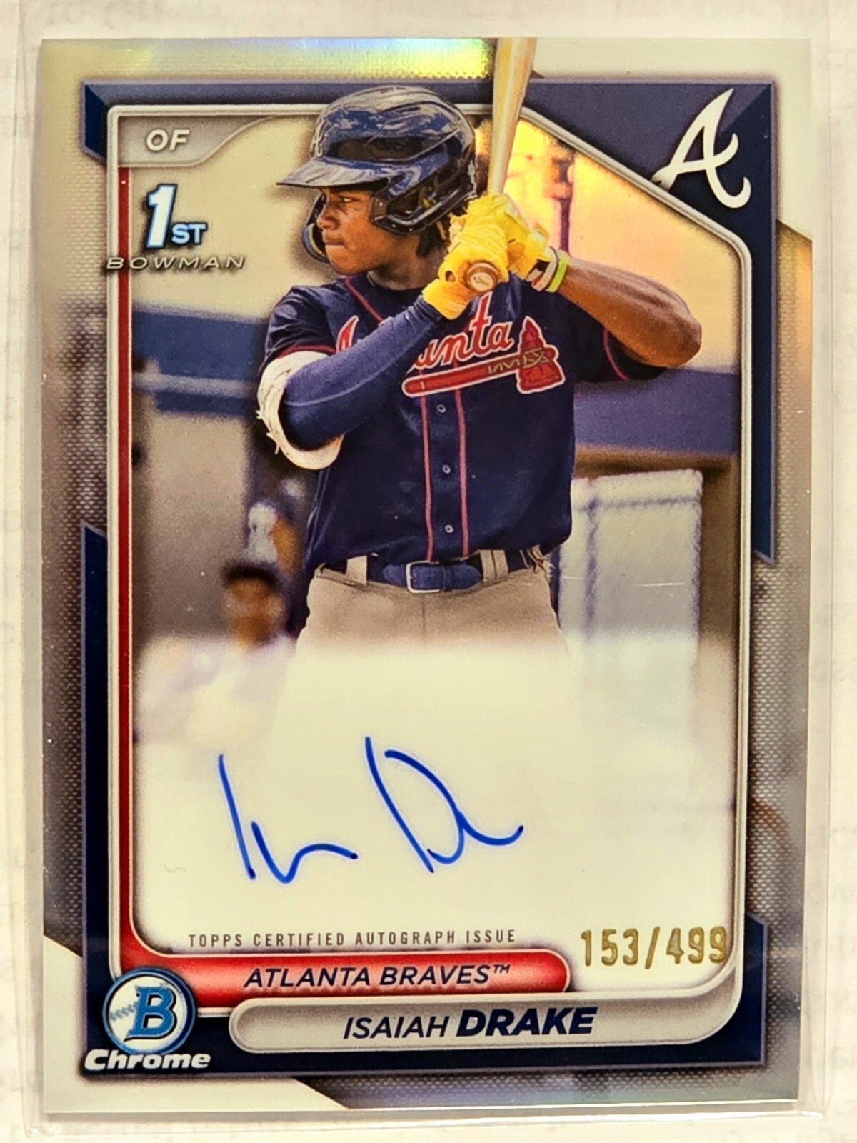2024 Bowman Isaiah Drake #CPA-ID Chrome Prospect 1st Auto Refractor /499 Braves