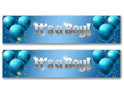 2 x personalisierte ITS A BOY Neugeborenen Banner - beliebiger Name, Alter und Anlass