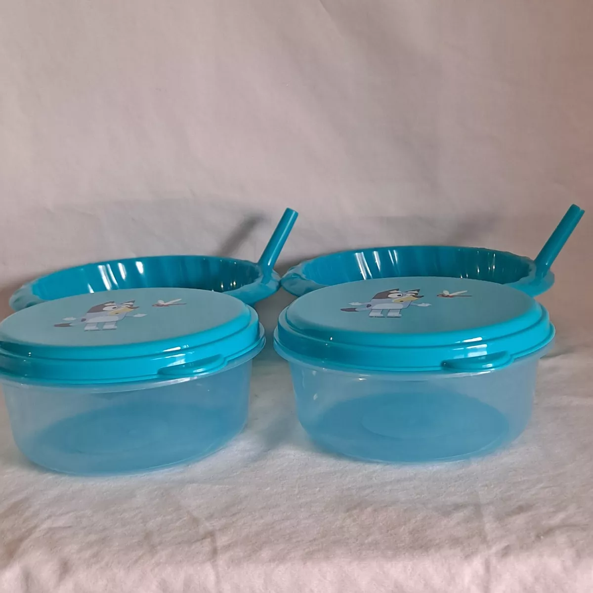 NEW 2 Zak Bluey Bingo Ice Cream Cereal Bowl dish plastic set lot straw BPA  FREE
