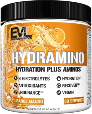 EVL HYDRAMINO Hyudration Electrolytes, 8.4 oz  - Orange Mango - New (sealed)