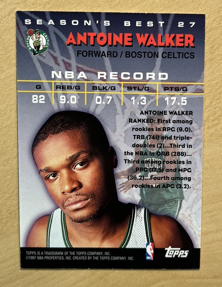 Antoine Walker 1997 Topps SEASONS BEST INSERT Card 27, NMMT eBay