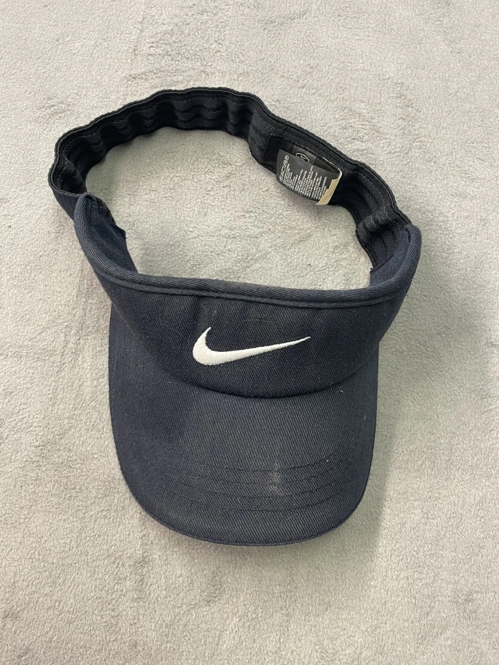 De colección Nike Visera Para Hombres Correa Trasera Negro/Blanco Swoosh Sombrero Sol Golf Tenis Foto 2 de 4