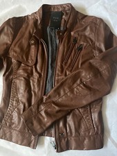 Authentic Gstar Raw Brown Leather Biker Jacket