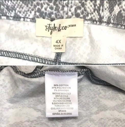 Style&Co Womens Leggings Pants Size 4X Gray Snakeskin Pull On Jegging NEW Plus - Picture 3 of 6