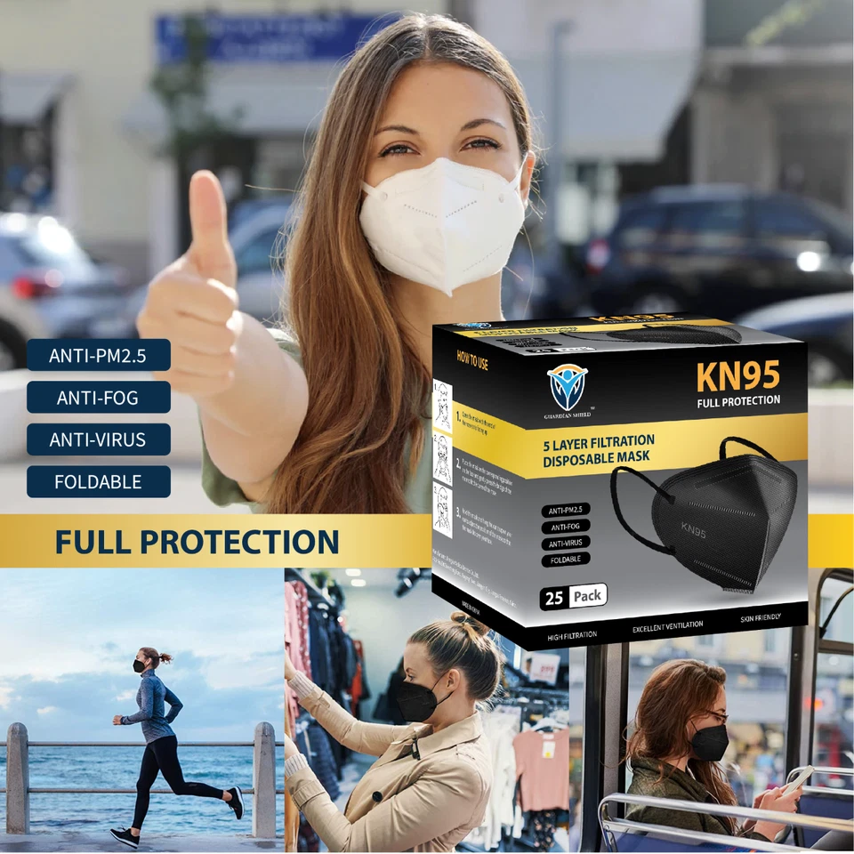 100Pcs KN95 N95 Disposable Face Mask Respirator Protective Masks 5 Layers-Black - image 4 of 4