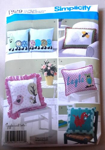 Simplicity 1929 Appliquéd Pillows Home Decor Sewing Pattern. One Size. Uncut - Picture 3 of 5