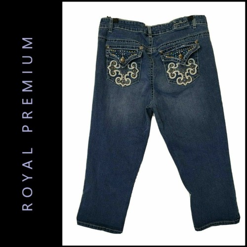 Men Denim Embellished Crop Jeans Size 