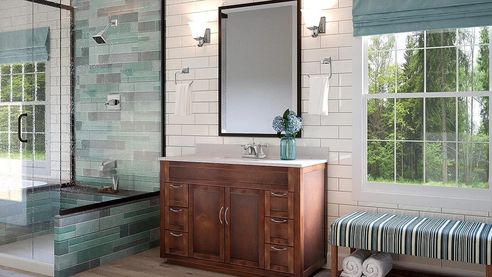 Aplique de baño, en níquel satinado, aplique de baño de 8" de alto, pantalla de vidrio esmerilado Foto 4 de 4