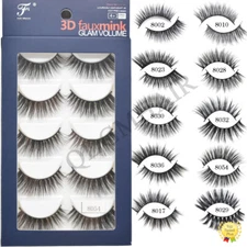 3D Mink Eyelashes Natural Long Thick Wispy Fluffy Volume False Lashes 5 Pairs US