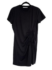 MICHELLE KEEGAN Black Dress Size 14 Ruched Stretchy Short Fits 12 Mini / Midi