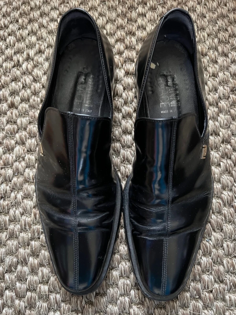Versace black hotsell leather shoes