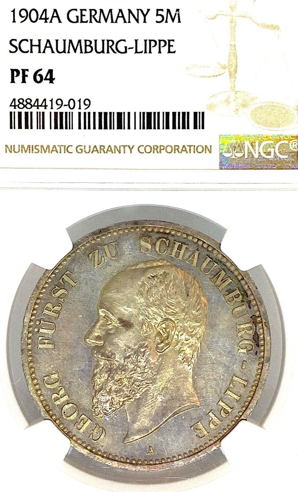 Deutsche States Schaumburg-Lippe 1904 5 znaczków Taler Thaler NGC Pr 64