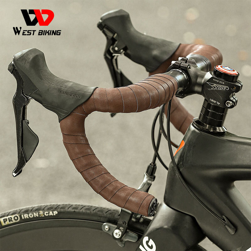 WEST BIKING Genuine Leather Bicycle Handlebar Tape Road Bike Retro