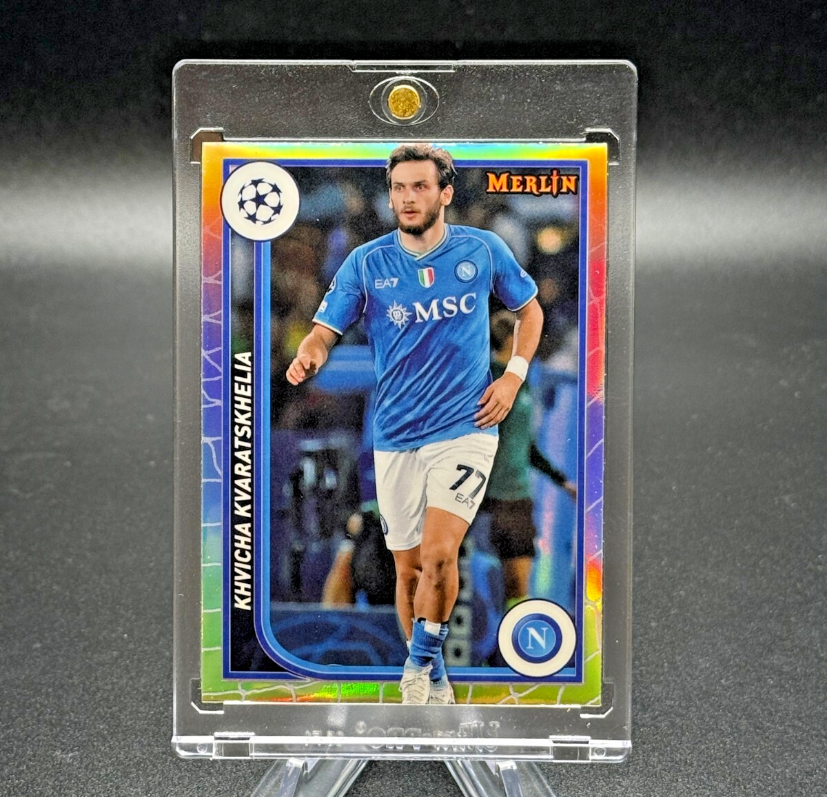 Khvicha Kvaratskhelia 2023-24 Topps Merlin UEFA Refractor #123 Soccer Card