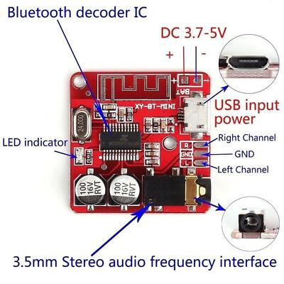 DIY Bluetooth 5.0 Audio Receiver Board Lossless Decoder MP3 Module V 3.7-5 DE 1X
