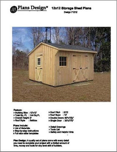 8' x 12' saltbox style storage shed project plans, design