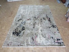 10 x 14 Hand Knotted Multi Color Modern Abstract Oriental Rug With Silk G6114
