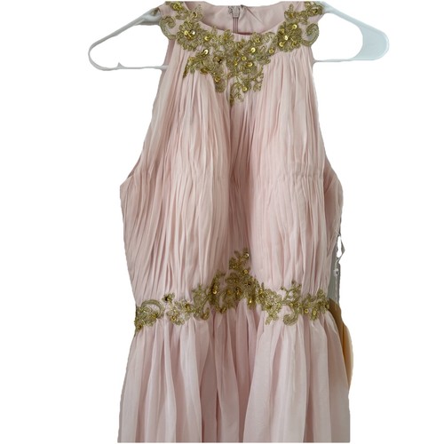 Lanting Bridal Pink Gold Maxi Gown Sz 4 6 Small Halter Chiffon Formal Dress NWT - Picture 5 of 9