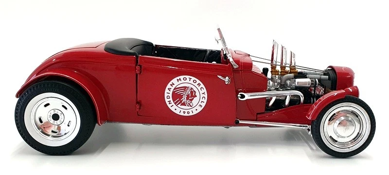 GMP 1/18 Scale 18958 - 1934 Hot Rod Roadster Indian Motorcycle - Red - Image 3 of 4