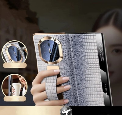 Genuine Leather Grip Flip Case For Huawei Mate X7 X6 Crocodile Window View Cover