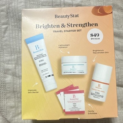 BeautyStat Brighten & Strengthen Travel Set Vitamin C Cleanser Serum Moisturizer