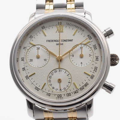 [EXC+5] FREDERIQUE CONSTANT FC290N Chronograph Silver Quartz Men's Watch JAPAN