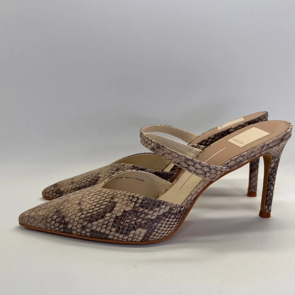 Tacones Dolce Vita Kanika Talla 9.5 Arena Serpiente Cuero Repujado Punta Foto 3 de 4