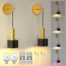 Battery Operated Wireless Wall Sconce Set of 2 Rechargeable Wall Lights Indoor