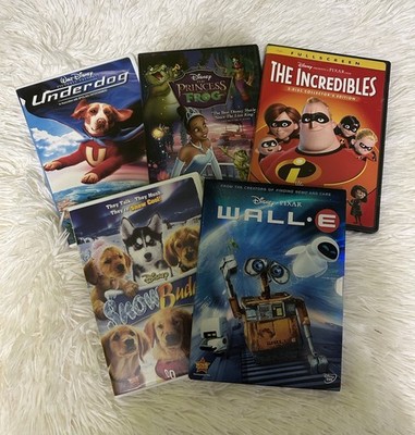 Bundle of 5 Disney DVDs Wall-E The Incredibles The Princess and the Frog
