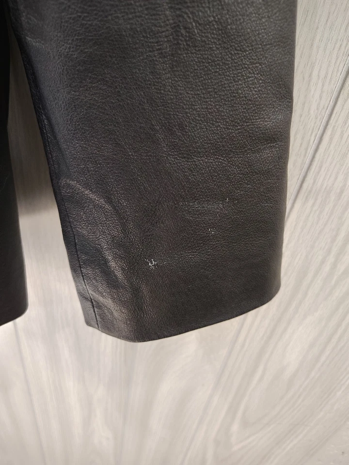 Women's KC Collections Black Leather Coat Jacket Size L Mob Wife Night Out Warm - Image 2 of 4