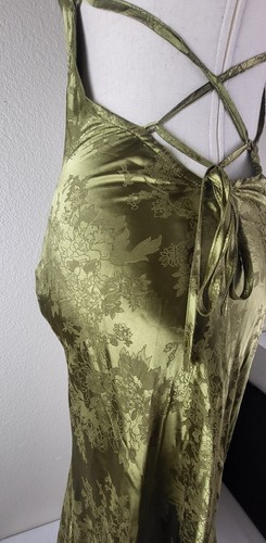 Cider Square Neck Drawstring Satin Green Floral Pattern Womens S Midi Dress NWT - Bild 5 von 10