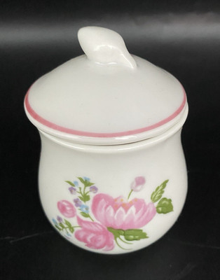 Vintage Elizabeth Arden Floral Trinket Jar With Lid Made in Japan 1970s Vanity