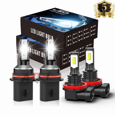 For Pontiac G5 2007 -2010 4X 6000KLED Headlight High Low Beam + Fog Light Bulbs