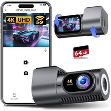 Dashcam 4K, 1,5'' IPS, 360°, WiFi, G-Sensor, Nachtsicht, Parküberwachung, 64GB