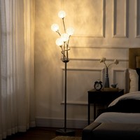 Floor Lamp for Living Room, 5 Light Upright Standing Lamp, Silver