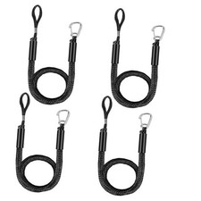 Boat Bungee Dock Lines, Mooring Rope with Stainless Steel Clip,Boat Ropes BLACK