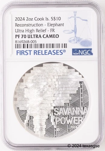 2024 Cook Islands Silver 2oz $10 Elephant NGC PF70 First Release