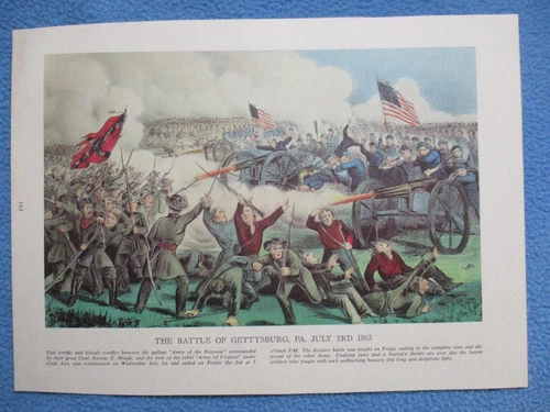 1968 Civil War Print - The Battle of Gettysburg, PA., July 3, 1863