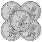Lot of 5 - 2021 $1 Type 2 American Silver Eagle 1 oz BU