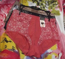 3 NEW PRIMA VALENTINA 68022 RST LACE OVERLAY PANELS MICROFIBER BRIEF PANTIES L