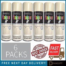 6 x 400ML COLOUR IT COTTAGE CREAM GLOSS SPRAY PAINT FOR METAL PLASTIC WOOD NEW